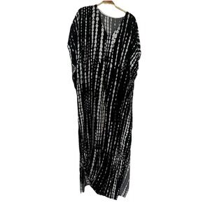 Beach Resort Cover Up Free Size Long Maxi Caftan Kaftan Black White Travel Class